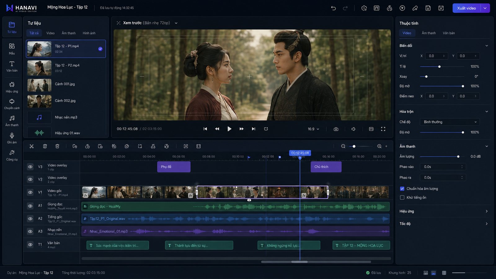 Hình minh hoạ giao diện dựng video của HANAVI